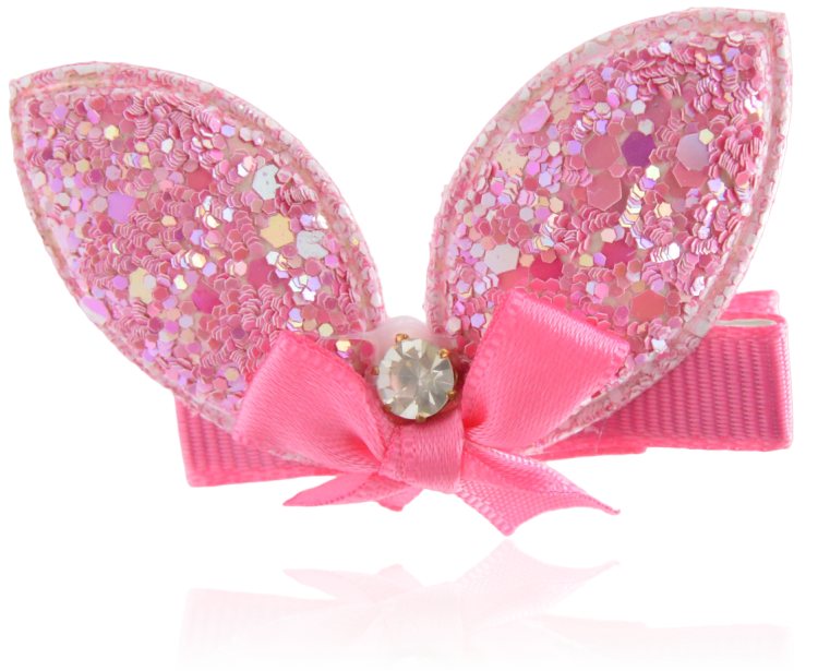 Spinka dziecięca brokatowe uszka róż