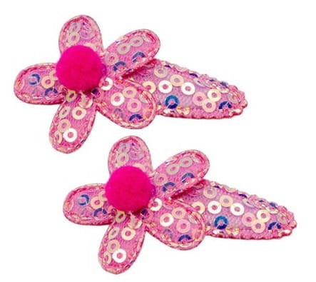 Komplet spinek dziecięcych kwiat z pomponem