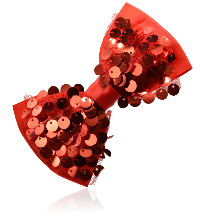 Spinka klips kokarda z cekinami czerwona