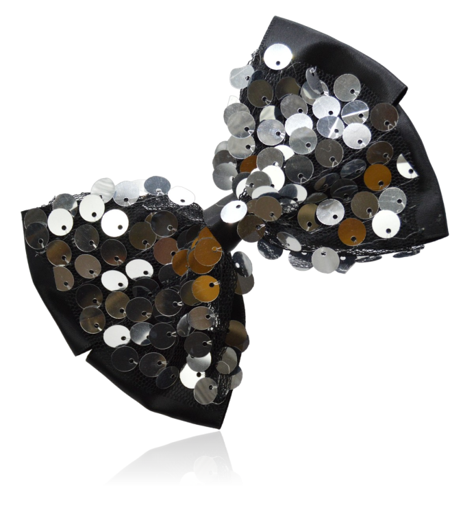 Spinka klips kokarda z cekinami czarna