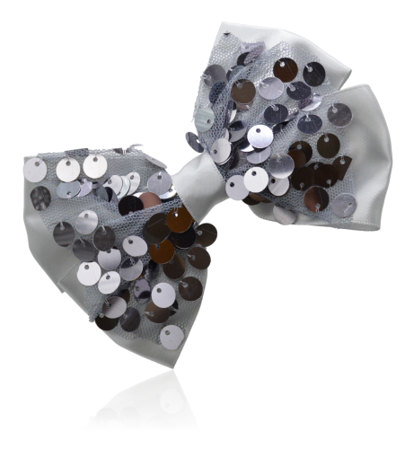 Spinka klips kokarda z cekinami szara