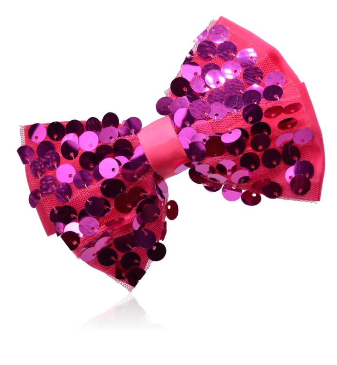 Spinka klips kokarda z cekinami fuksja
