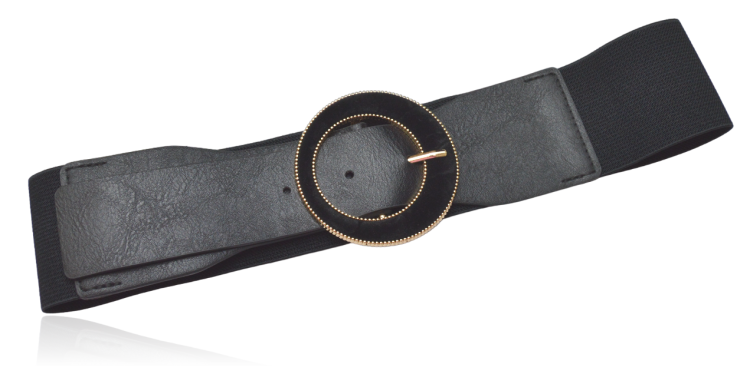 Pasek na gumie elastyczny czarny okrągła klamra