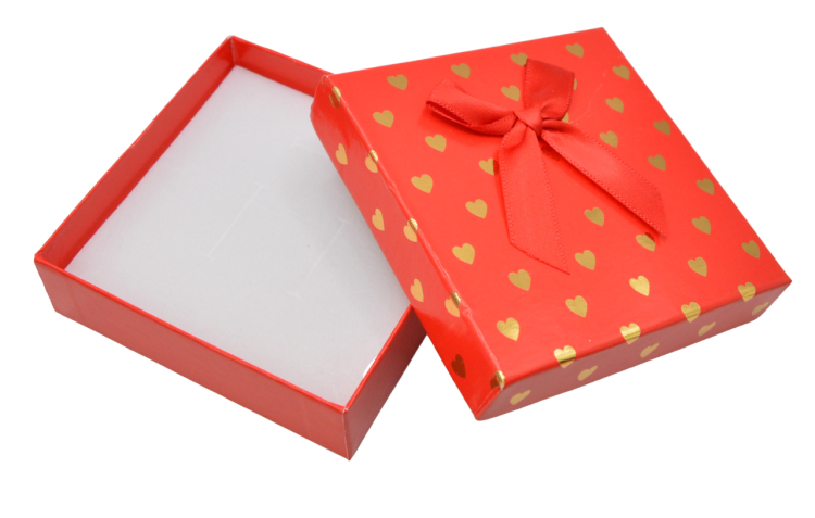 Pudełeczko na biżuterię 9 x 9 cm czerwone w serduszka