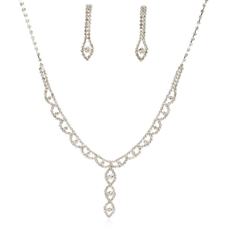 Komplet biżuterii 2-częściowy z cyrkonii srebrny