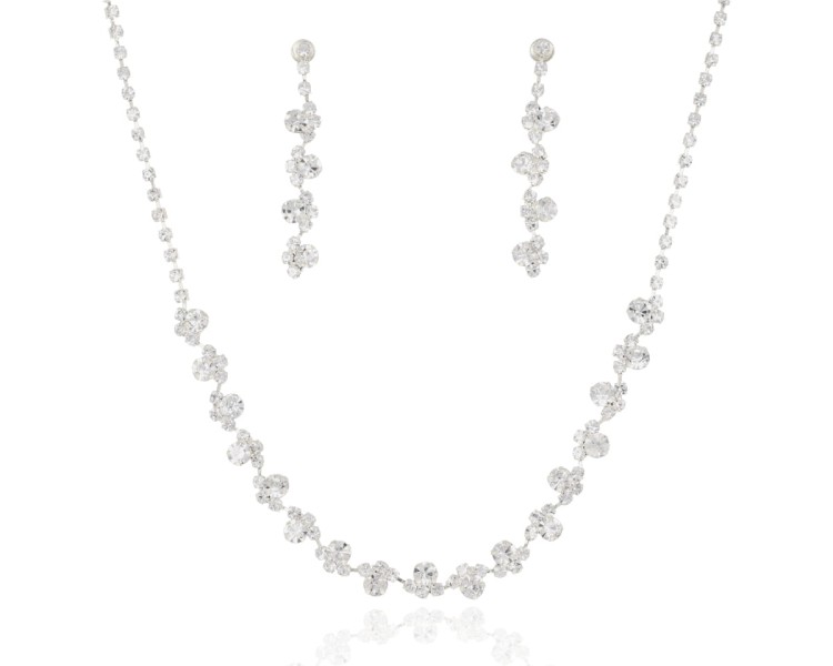 Komplet biżuterii 2-częściowy z cyrkonii srebrny