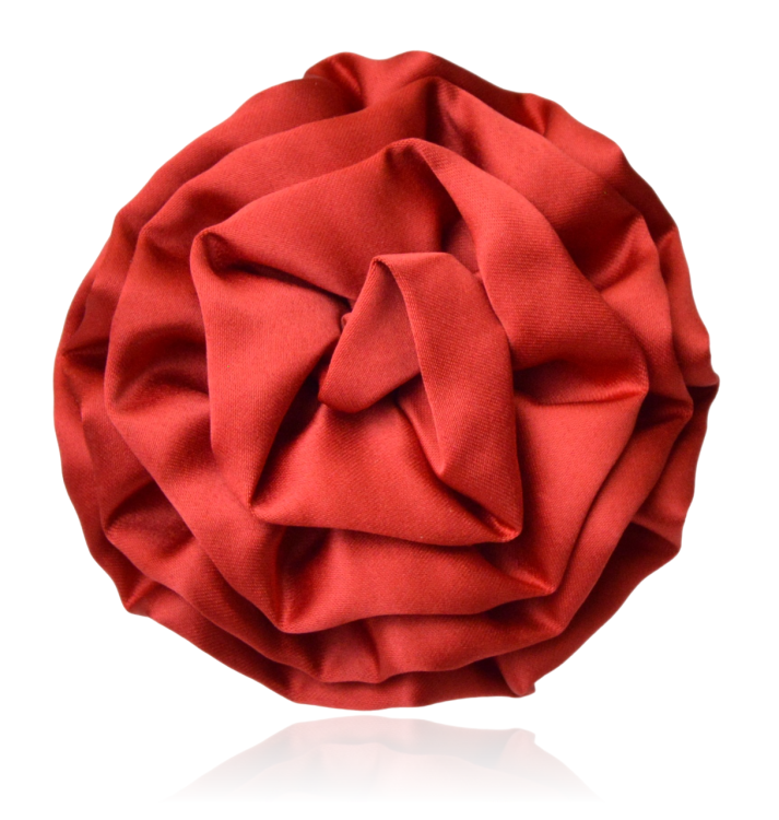 Broszko-gumka kwiat materiałowy czerwony