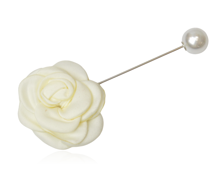 Broszka szpilka materiałowy kwiat z perełką