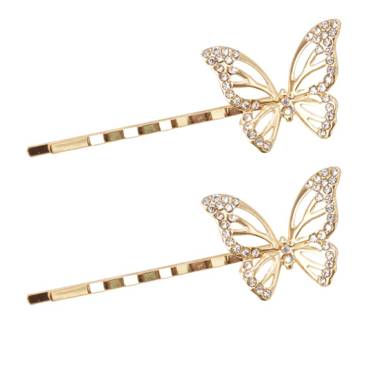 Komplet wsuwek z motylkami kolor złoty