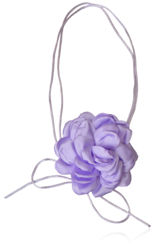 Naszyjnik choker wiązany kwiat lila