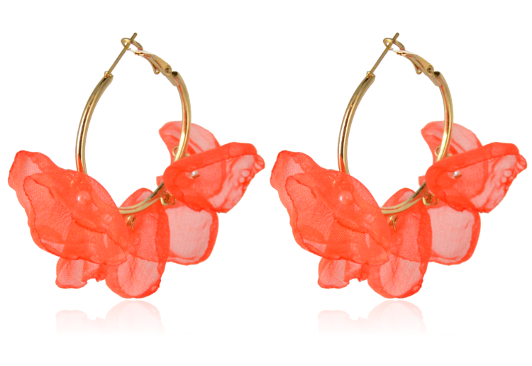 Kolczyki materiałowe kółka koralowe