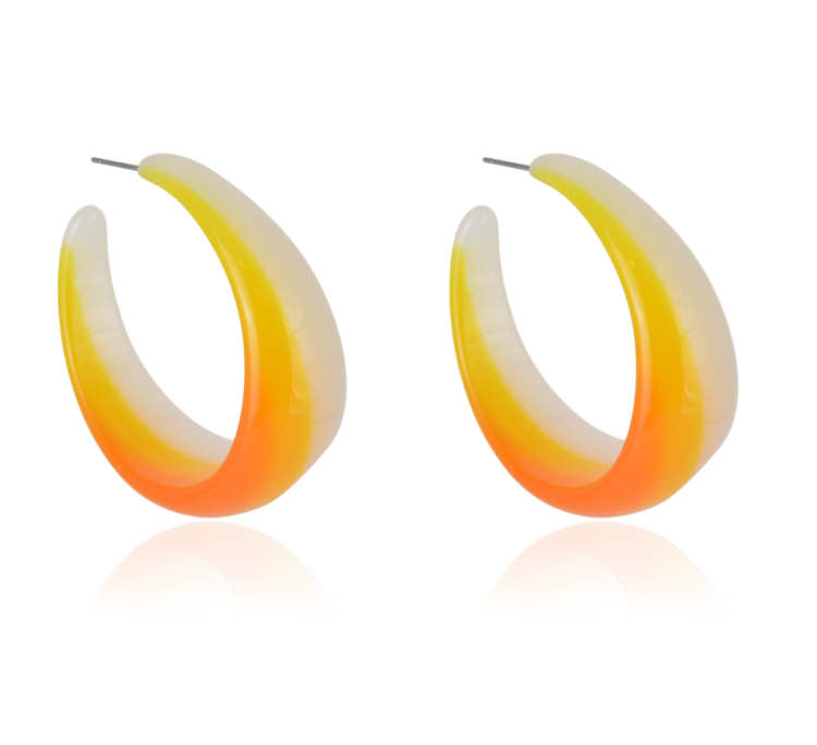 Kolczyki plastikowe koła cieniowane żółte