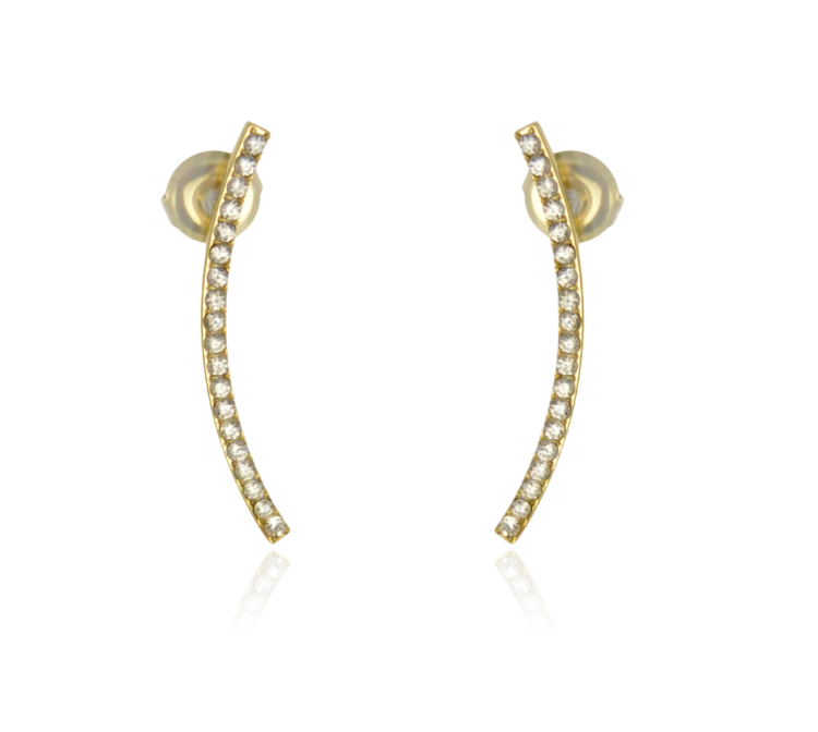 Kolczyki patyczki z cyrkoniami stalowe złote