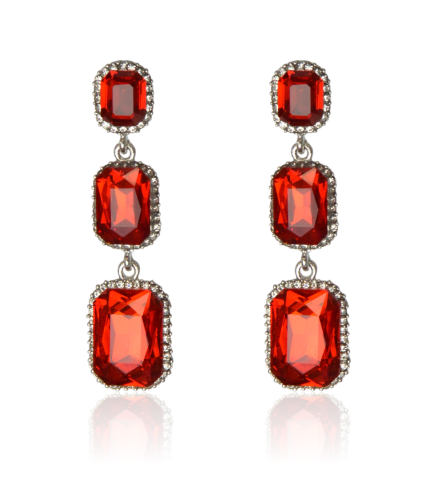 Kolczyki kryształowe czerwono-srebrne