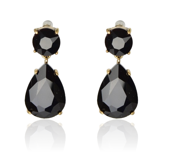 Kolczyki kryształowe łezki czarne