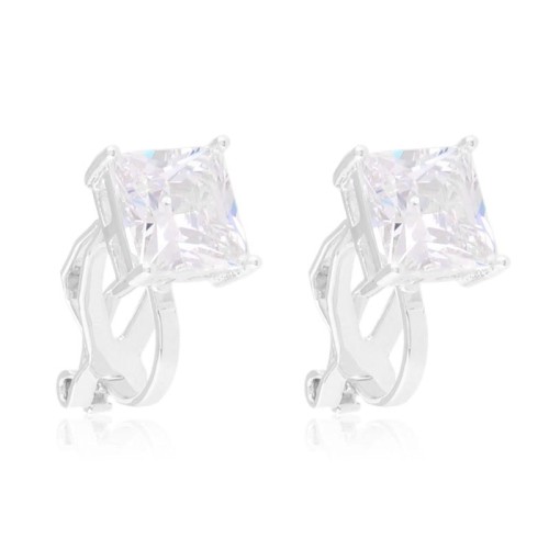 Klipsy stalowe srebrne z kwadratowym kryształem