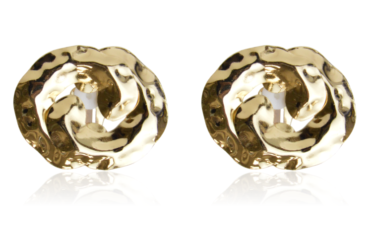 Klipsy metalowe złote duże gniecione