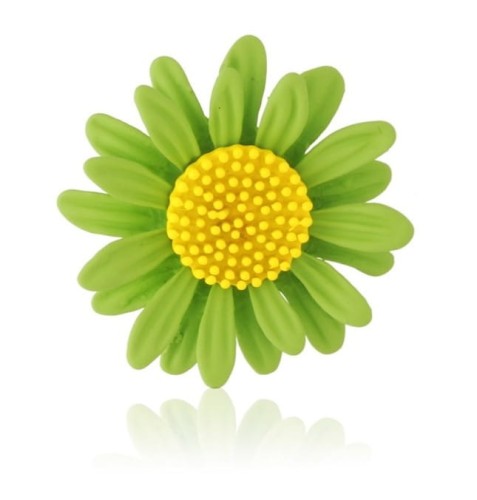 Broszka stokrotka emaliowana zielona