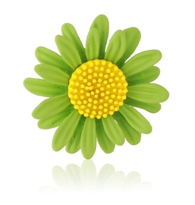 Broszka stokrotka emaliowana zielona