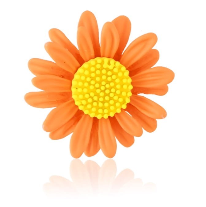 Broszka stokrotka emaliowana pomarańczowa