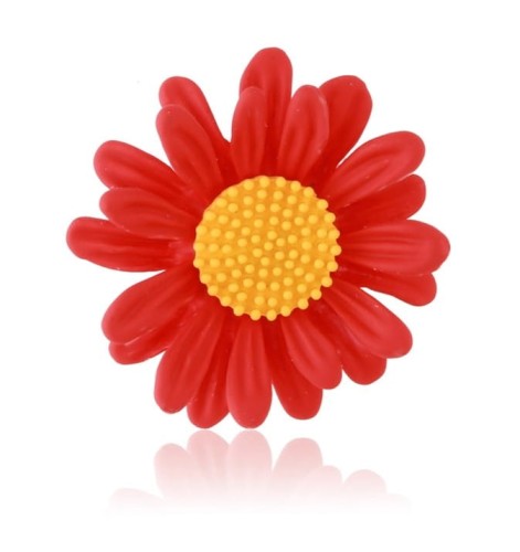 Broszka stokrotka emaliowana czerwona