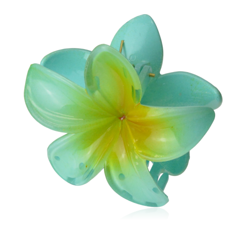 Spinka szczęka kwiat hawajski miętowo-żółty  8 cm