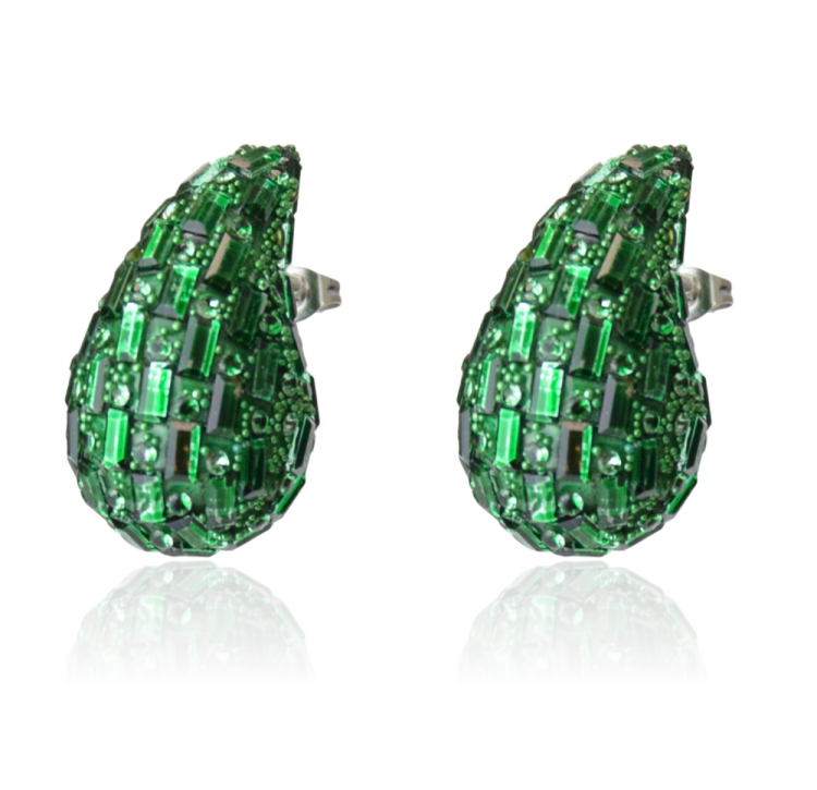 Kolczyki krople cyrkoniowe zielone emerald