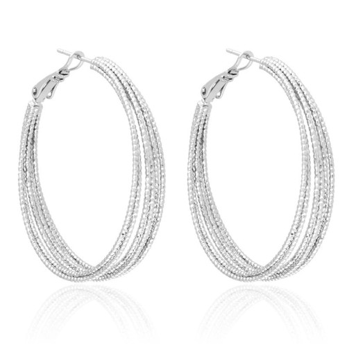 Kolczyki koła miedź rodowana 4 cm srebrne