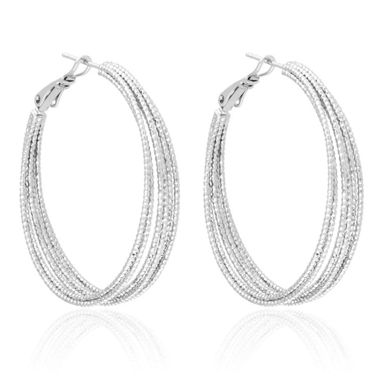 Kolczyki koła miedź rodowana 4 cm srebrne