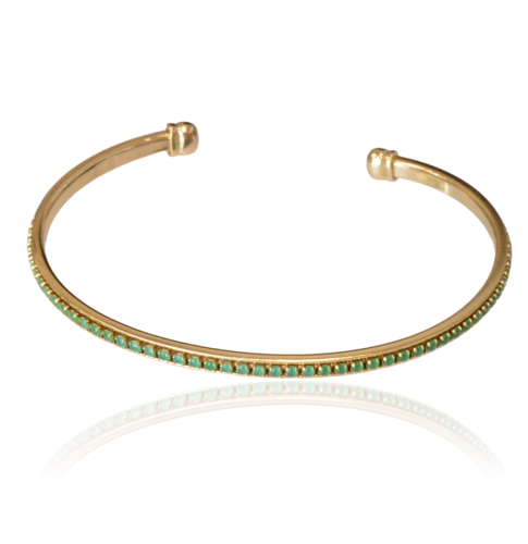 Bransoletka sztywna bangle miedź pozłacana cyrkonie