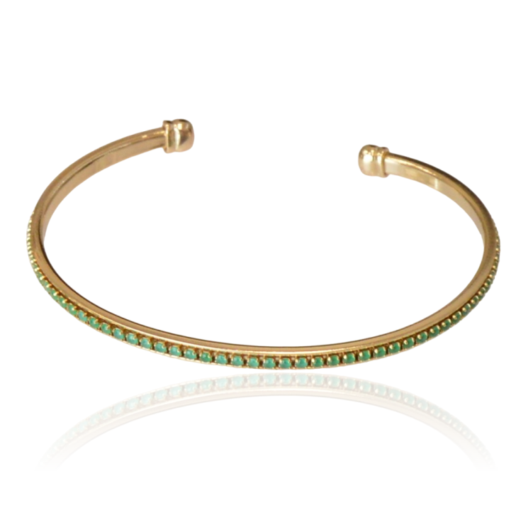 Bransoletka sztywna bangle miedź pozłacana cyrkonie