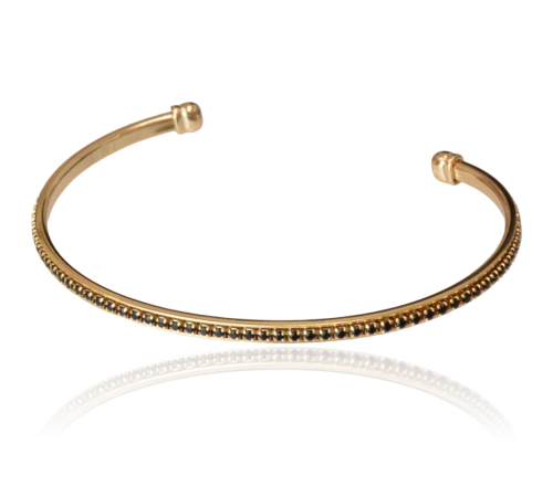 Bransoletka sztywna bangle miedź pozłacana cyrkonie