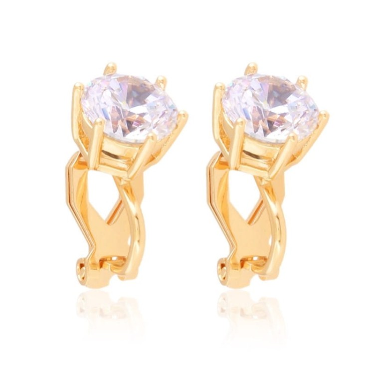 Klipsy z miedzi pozłacanej z cyrkonią