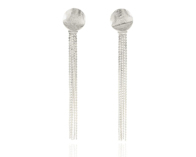 Klipsy łańcuszki zapięcie z teksturą srebrne