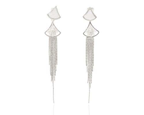 Klipsy wahadełka z łańcuszkami srebrne