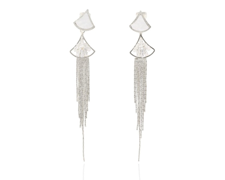 Klipsy wahadełka z łańcuszkami srebrne