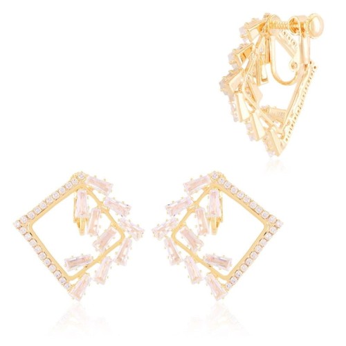 Klipsy romby z cyrkoniami kubicznymi złote