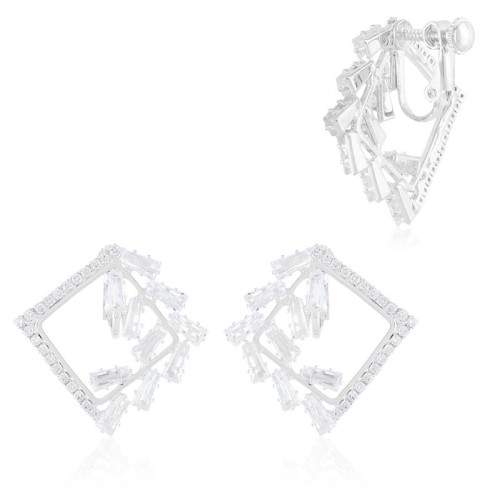 Klipsy romby z cyrkoniami kubicznymi srebrne
