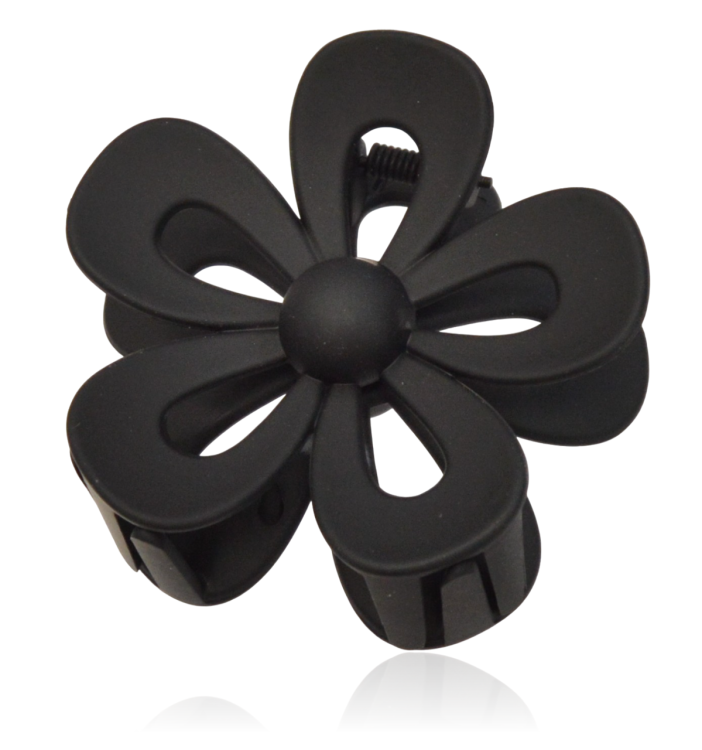 Spinka szczęki kwiat ażur czarny