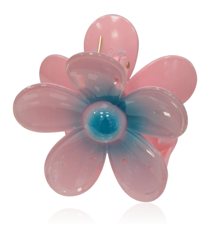 Spinka szczęka kwiat ombre HAWAII jasny róż-błękit