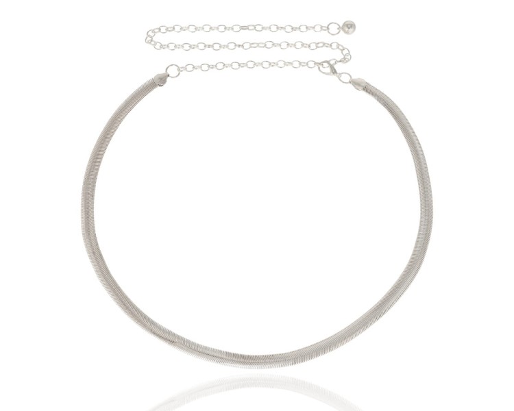 Pasek metalowy żmijka płaska srebrny