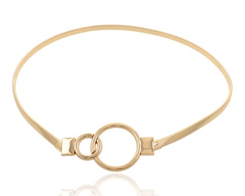 Pasek damski elastyczny sprężynka złota