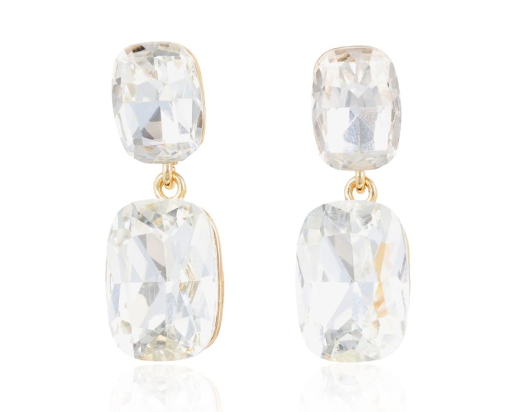 Klipsy kryształy wiszące złote