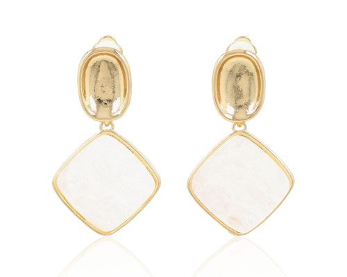 Klipsy wiszące romby z masą perłową