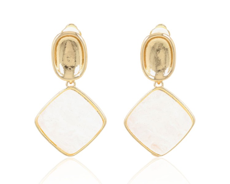 Klipsy wiszące romby z masą perłową