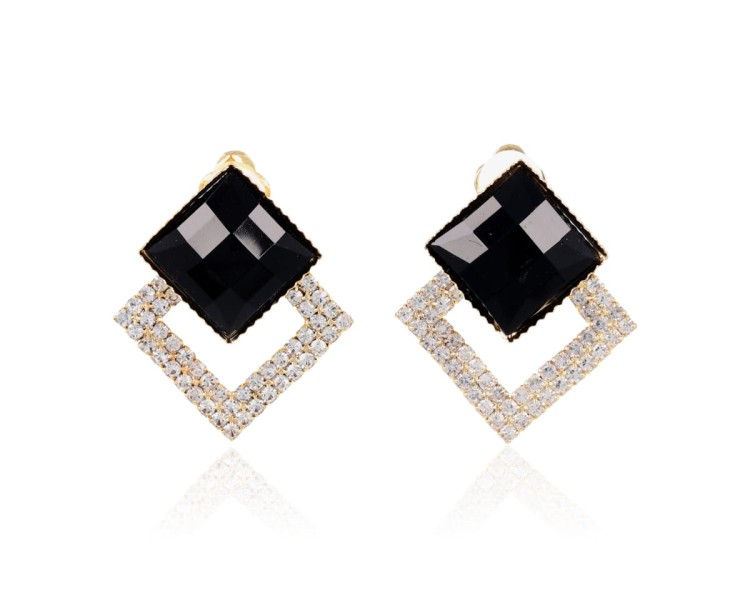 Klipsy romby podwójne z cyrkoniami