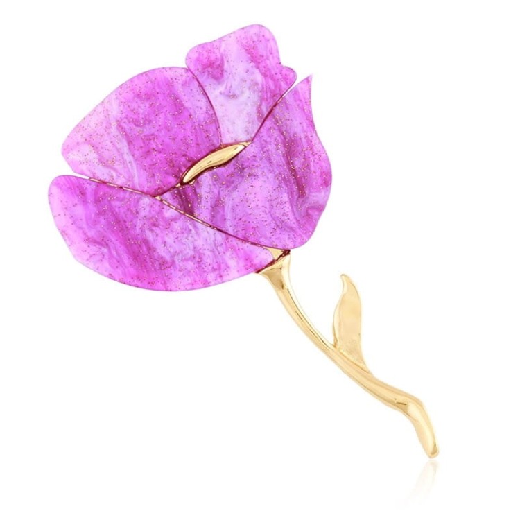 Broszka kwiat z masą perłową fiolet