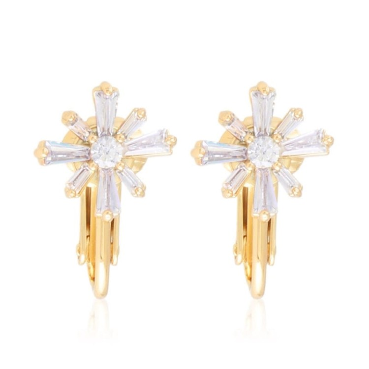 Delikatne klipsy z miedzi pozłacanej z kryształkami