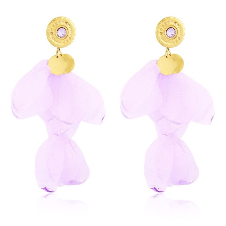 Kolczyki materiałowe Moonriver stal lila