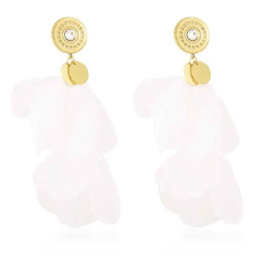 Kolczyki materiałowe Moonriver stal białe